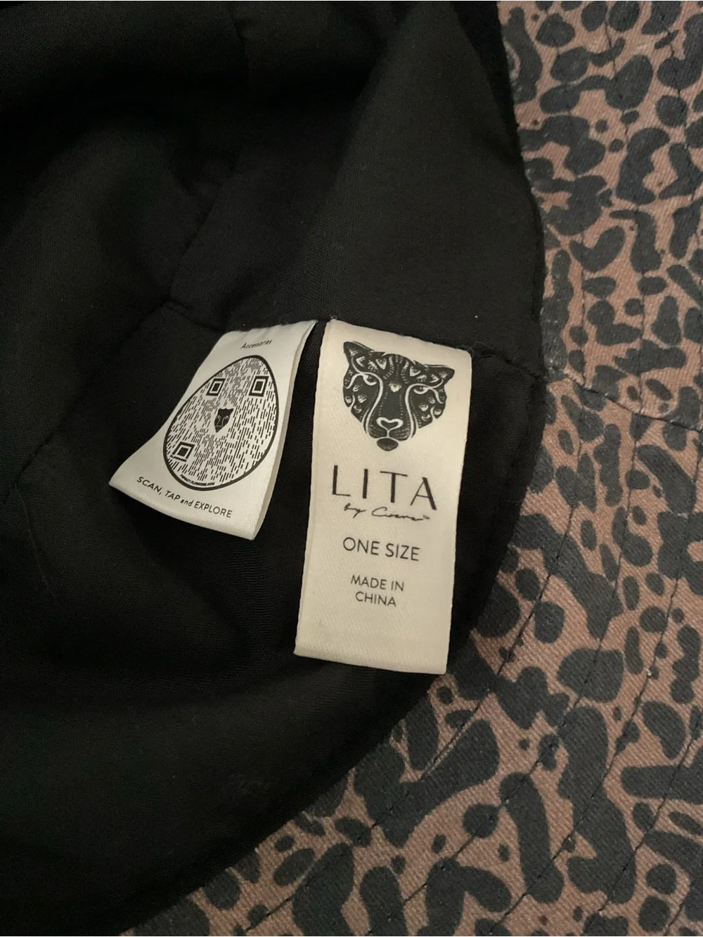 LITA BY CIARA WOMENS BUCKET HAT LEOPARD PRINT BROWN GRAY OS NWOT